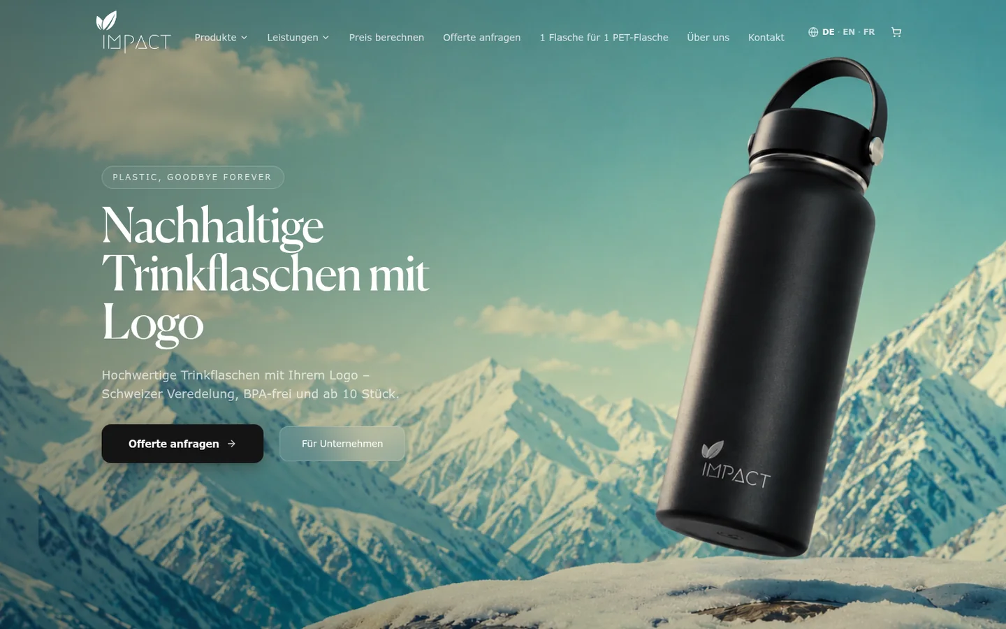 Onlineshop für bedruckte Trinkflaschen, Startseite